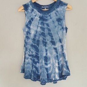 Anthropologie Evie Peplum Top Natural Indigo Tie Dye Shibori Small